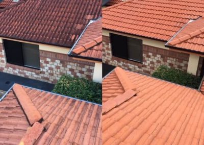 Cleaned roof tiles - before and after
