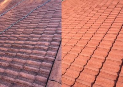 Before and after clean tiled roof