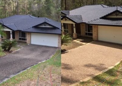 Before and after clean of a driveway