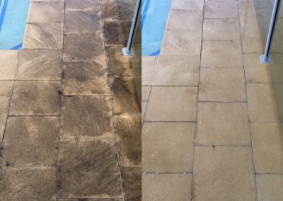 Before and after pool tile cleaning